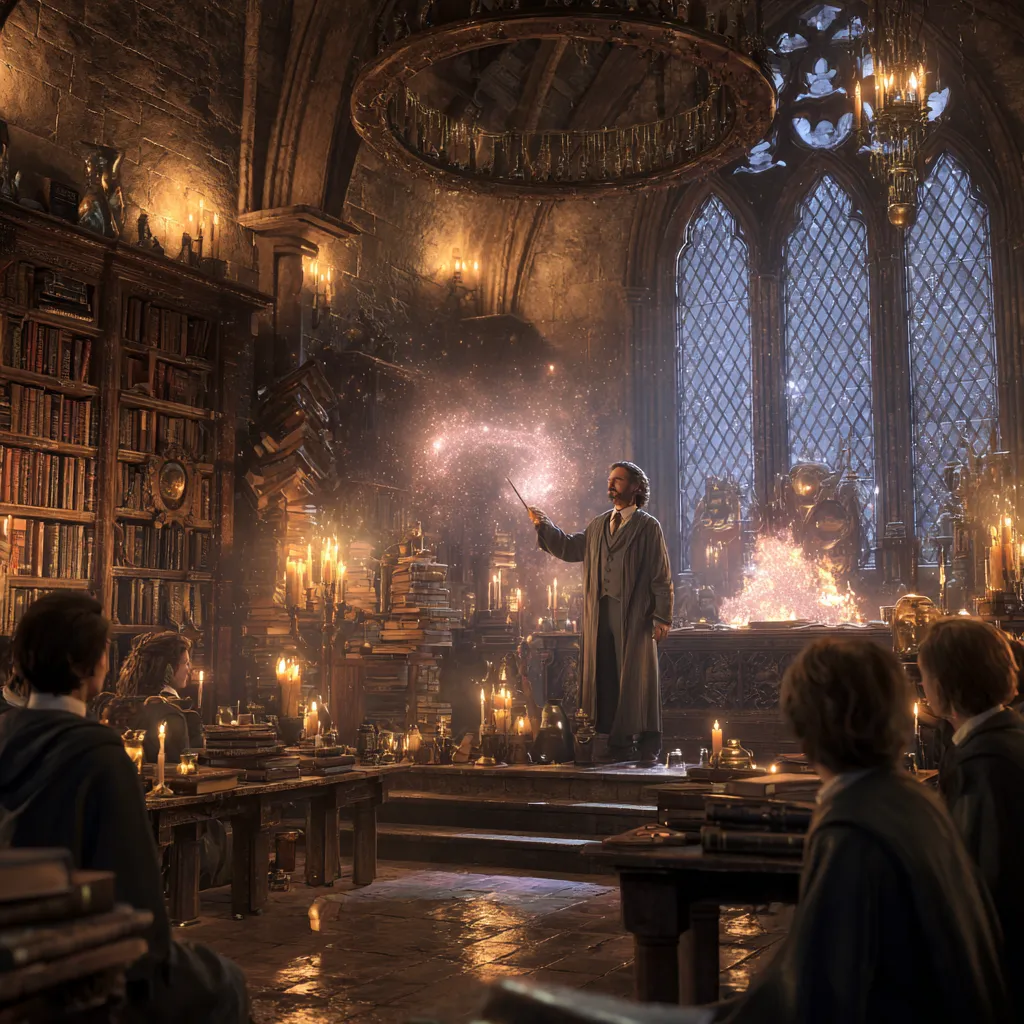 Professor teaching magic class